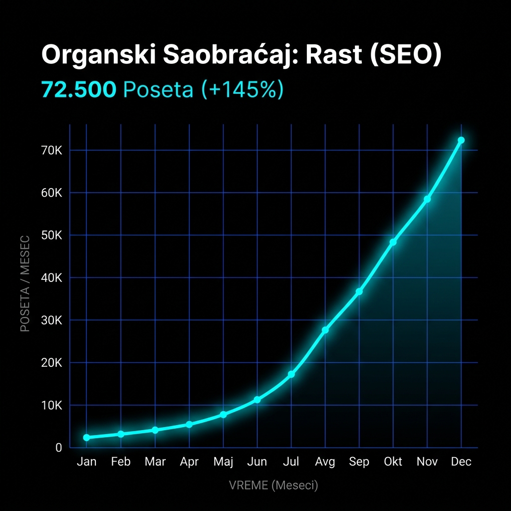 Google Search Console izveštaj o rastu organskih poseta i klikova