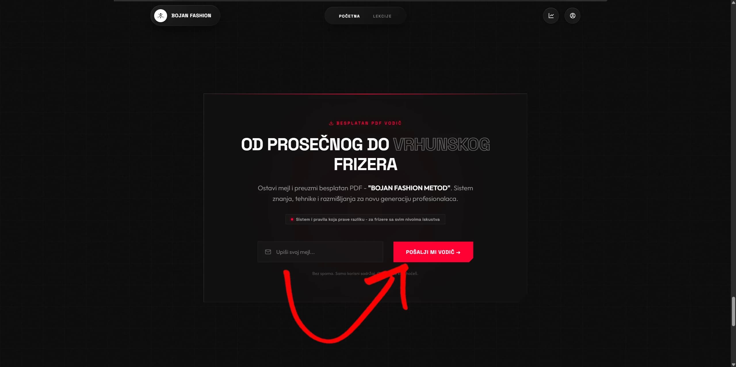 Unos Email Adrese i Preuzimanje